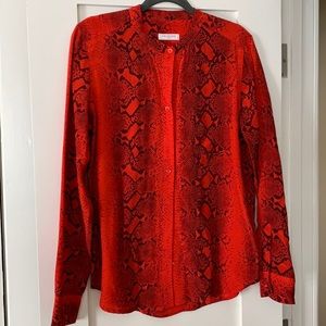 Equipment red mandarin collar snake print blouse